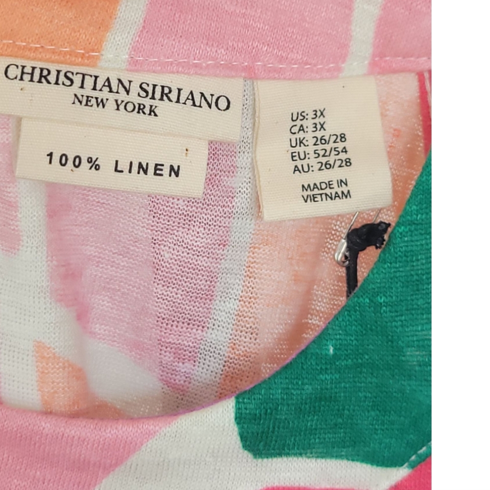 NWT Christian Siriano Linen Sleeveless Tank Top 3X Multicolor Artsy Boho - Picture 11 of 12